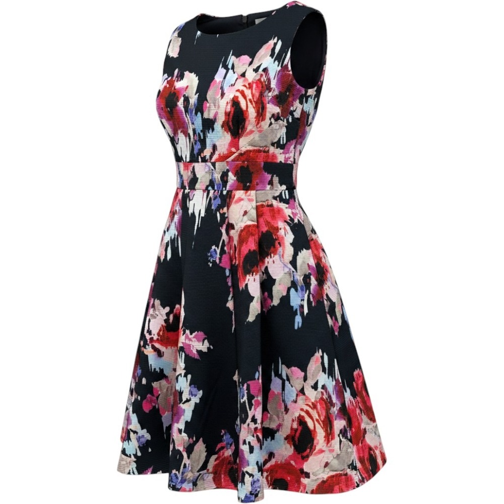 Kate Spade New York Hazy Floral Ottoman Open Back Bow Sheath Dress Navy Size 0